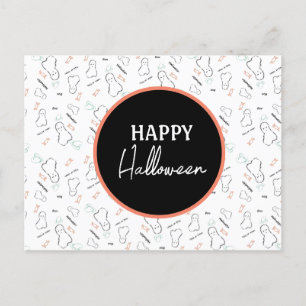 Carte Postale Joyeux Halloween Fantôme Bonbons Dessins au Lettre
