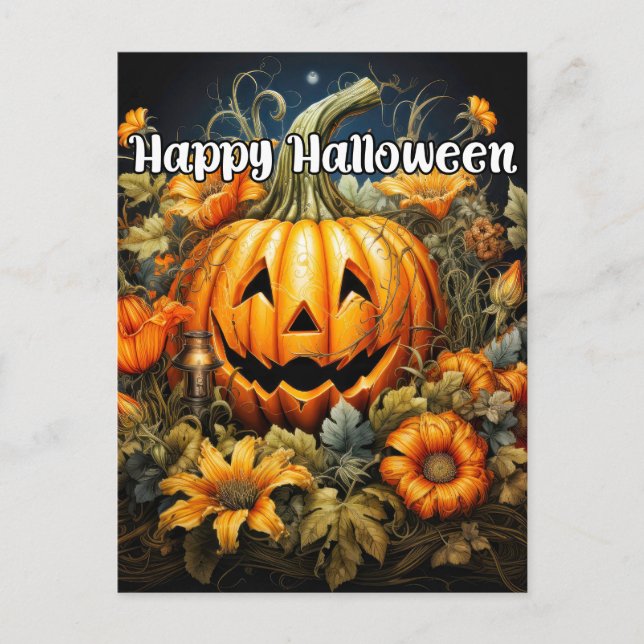 Carte Postale Joyeux Halloween | Festive Citrouille d'automne (Devant)