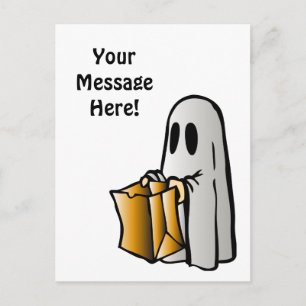 Carte Postale Joyeux Halloween Gentil Fantôme Message Personnali