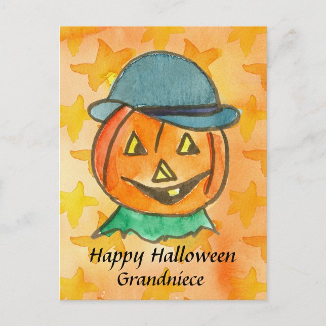 Carte Postale Joyeux Halloween Grandniece Jack-O-Lantern Custom (Devant)