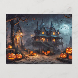 Carte Postale Joyeux Halloween Logement Éffrayant hanté