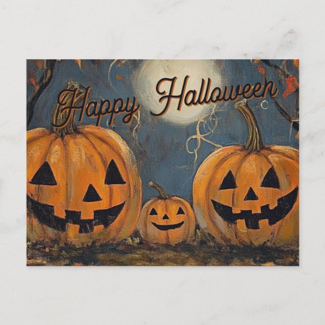 Carte Postale Joyeux Halloween Lueur de Citrouille (Devant)