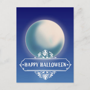 Carte Postale Joyeux Halloween Lune Squelettique
