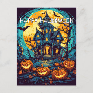 Carte Postale Joyeux Halloween Maison ancienne hantée