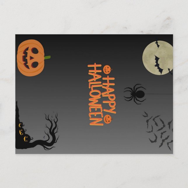 Carte Postale Joyeux Halloween Noir (Devant)