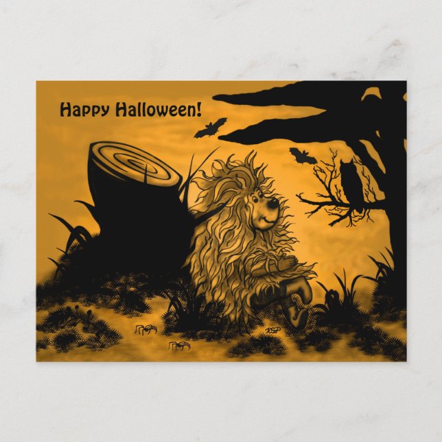 Carte Postale Joyeux Halloween par Fidel la petite forêt Goblin (Devant)