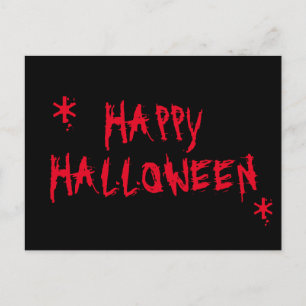 Carte Postale Joyeux Halloween sanglant rouge et noir épouvantab