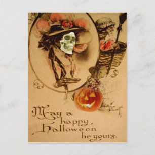 Carte Postale Joyeux Halloween Skull Zombie Undead Jack-o'-lante