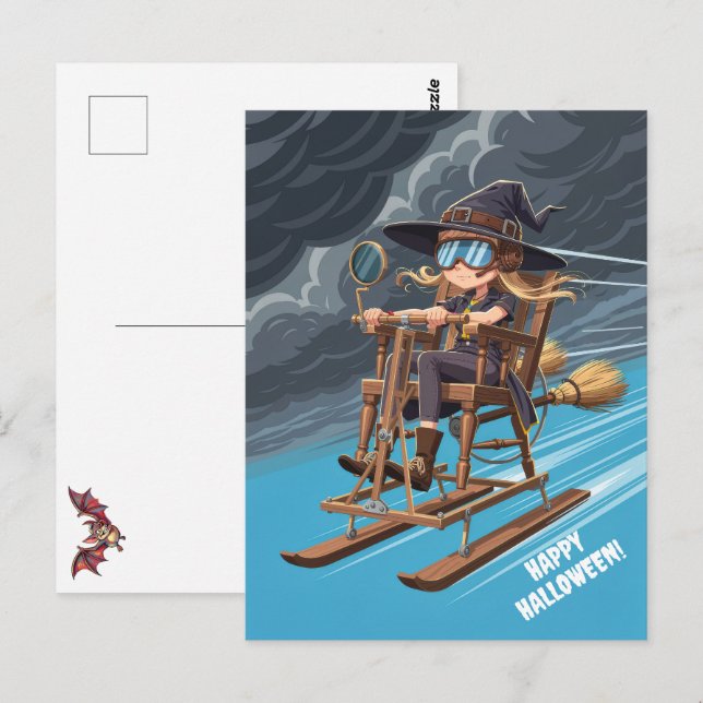 Carte Postale Joyeux Halloween Sorcière (Devant / Derrière)