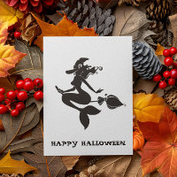 Joyeux Halloween Sorcière Sirène sur Balai