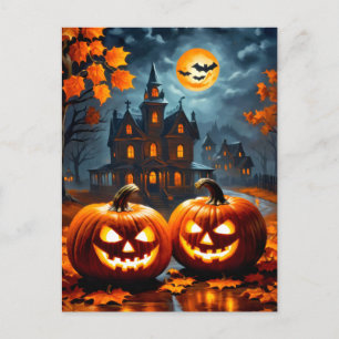 Carte Postale Joyeux Halloween   Super citrouilles néfastes lumi