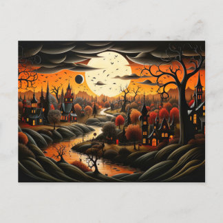 Carte Postale Joyeux Halloween | Village Éffrayant