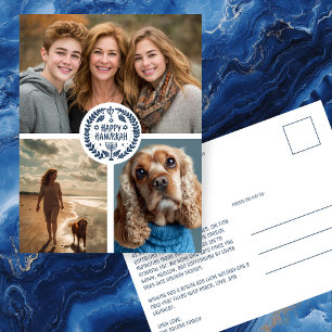 Carte Postale Joyeux Hanoukka CUSTOM 3 PHOTO FÊTE