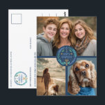 Carte Postale Joyeux Hanoukka CUSTOM 3 PHOTO FÊTE<br><div class="desc">J'espère que vous aimez ce design de vacances. Ajoutez vos propres photos à l'avant en cliquant sur "Personnaliser ce modèle". Assurez-vous d'organiser vos photos sous l'image circulaire et l'illustration. Tout est réglable. Modifiez le texte au verso en cliquant sur "personnaliser" et changez la police et les couleurs arrière - plans....</div>