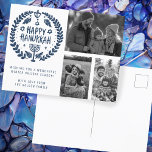 Carte Postale Joyeux Hanoukka CUSTOM 3 PHOTOS FÊTE À LA Main<br><div class="desc">J'espère que vous aimez ce design de vacances. Ajoutez vos propres photos et texte au recto en cliquant sur "Personnaliser ce modèle". Assurez-vous d'organiser vos photos sous le "groupe" qui crée la bordure autour des photos. Tout est réglable. Ajoutez également du texte à l'arrière et modifiez les couleurs arrière -...</div>