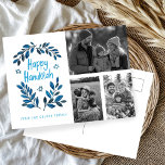 Carte Postale Joyeux Hanoukka CUSTOM 3 PHOTOS Holiday<br><div class="desc">J'espère que vous aimez ce design de vacances. Ajoutez vos propres photos et texte au recto en cliquant sur "Personnaliser ce modèle". Assurez-vous d'organiser vos photos sous le "groupe" qui crée la bordure blanche. Tout est réglable. Ajoutez également du texte à l'arrière et modifiez les couleurs arrière - plans. Consultez...</div>