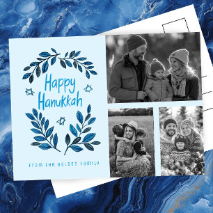 Carte Postale Joyeux Hanoukka CUSTOM 3 PHOTOS Holiday
