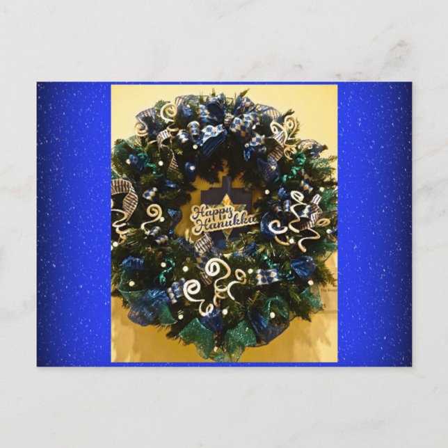 Carte Postale Joyeux Hanoukka Wreath Juive Gay Salutation (Devant)