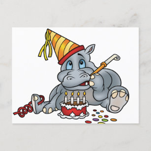 Carte Postale Joyeux Hippo d'anniversaire