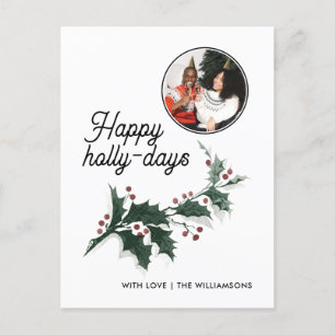 Carte Postale Joyeux Holly Days Family Photo Holiday