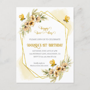 Carte Postale Joyeux Jour d'Abeille Première Invitation Annivers
