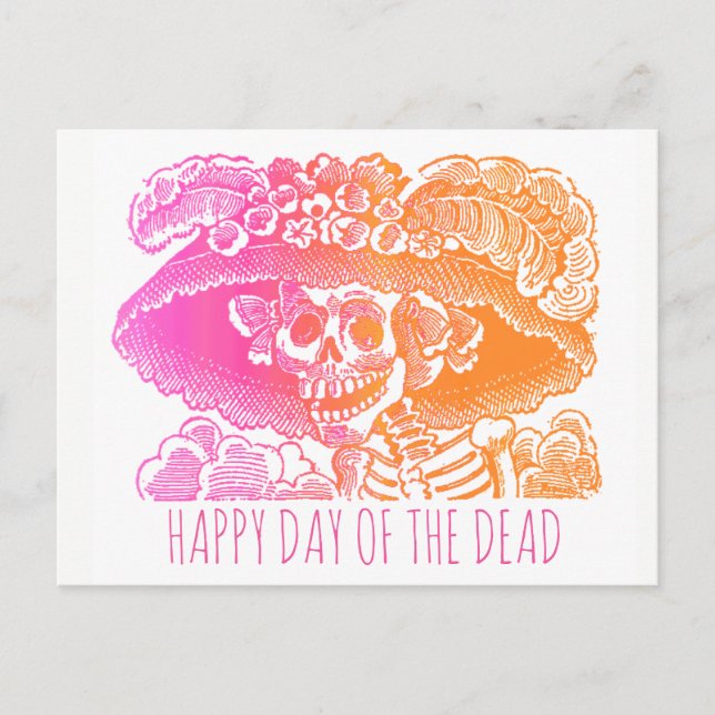 Carte Postale Joyeux Jour De La Catrina Arc-En-Ciel Morte (Devant)