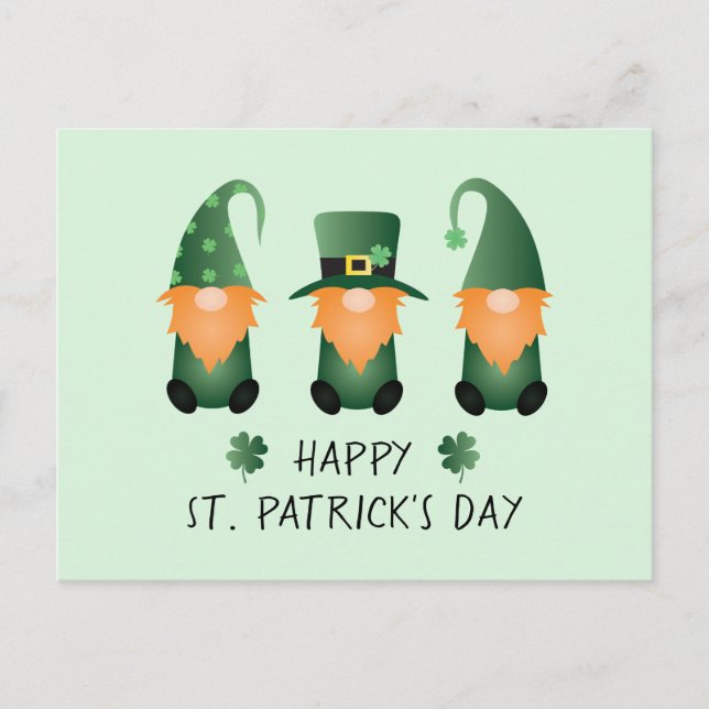 Carte Postale Joyeux Jour de la Saint Patrick Gnomes Green Orang (Devant)