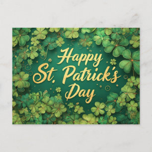 Carte Postale Joyeux jour de la Saint-Patrick, motif de trèfle