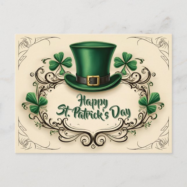 Carte Postale Joyeux jour de la Saint-Patrick, motif de trèfle (Devant)
