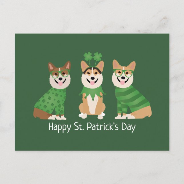 Carte Postale Joyeux Jour de la Saint Patrick Pembroke Welsh Cor (Devant)