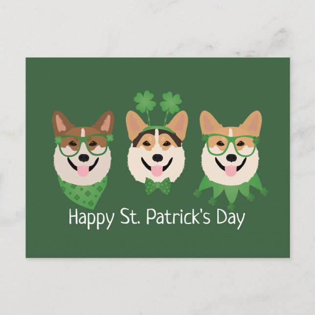 Carte Postale Joyeux Jour de la Saint Patrick Pembroke Welsh Cor (Devant)