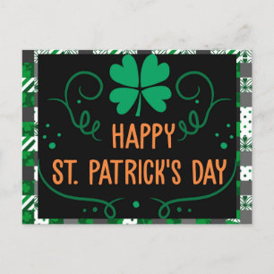 Carte Postale Joyeux Jour de la Saint Patrick Plaid Shamrock ver