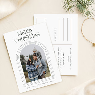 Carte Postale Joyeux Joyeux Arc de Noël Famille Photo Vacances