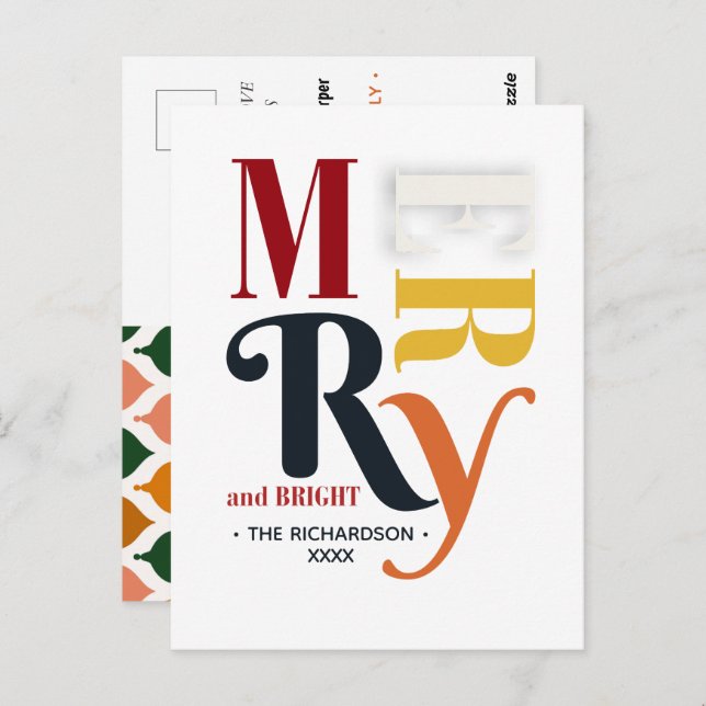 Carte Postale Joyeux Joyeux et Vintage brillant rétro (Devant / Derrière)