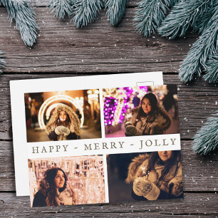 Carte Postale Joyeux Joyeux Jolly 4 Photo Collage Holiday