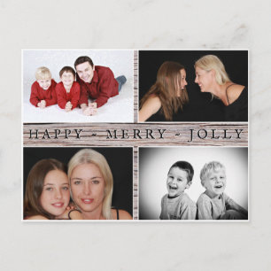 Carte Postale Joyeux Joyeux Jolly Rustic Family 4 Photo Collage