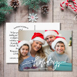 Carte Postale Joyeux Joyeux Jours à la main Photo de famille Let<br><div class="desc">Célébrez la saison avec cette carte postale amusante avec votre photo et les mots manuscrits "Joyeuses fêtes" sur le devant et votre note personnalisée sur le dos. Ou, si vous le souhaitez, supprimez la note dactylographiée sur le dos et écrivez chaque carte postale individuellement. Ajoutez votre adresse de retour pour...</div>