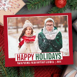 Carte Postale Joyeux Joyeux Jours Moderne Photo Rouge<br><div class="desc">Carte postale moderne Happy Holidays Photo Green and Red Holiday</div>