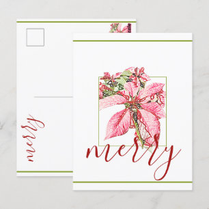 Carte Postale Joyeux Joyeux Poinsettia Vintage