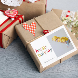 Carte Postale Joyeux Joyeux Vacances Coloré Avec Photo