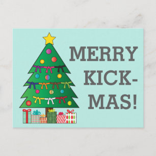 Carte Postale Joyeux Kick-mas Martial Arts Belt Christmas Tree