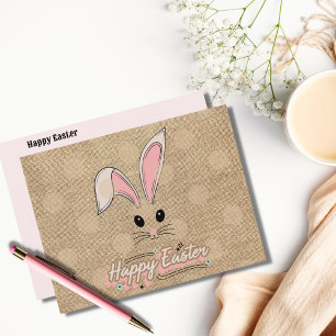 Carte Postale Joyeux Lapin de Pâques Face Pois neutres
