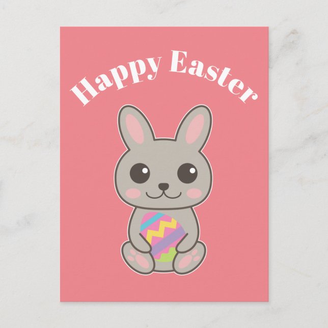Carte Postale Joyeux lapin mignon de Pâques (Devant)