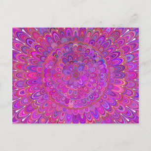 Carte Postale Joyeux Mandala violet et rose