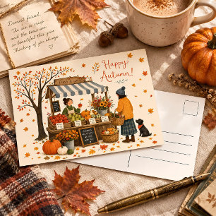 Carte Postale Joyeux Marché des Producteurs d'Automne Vintage Ca