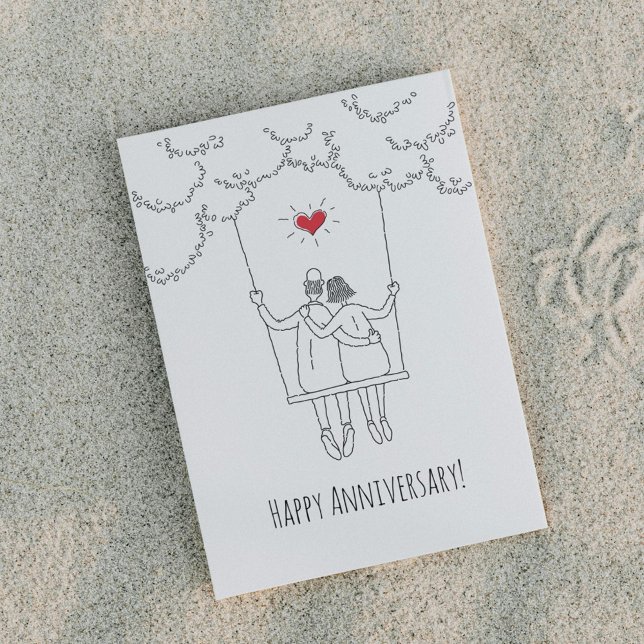 Carte Postale Joyeux Mariage Anniversaire Red Heart Couple (Créateur téléchargé)