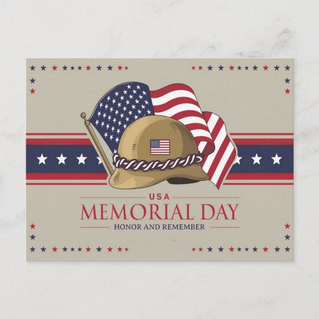 Carte Postale Joyeux Memorial Day Drapeau USA Militaire (Devant)
