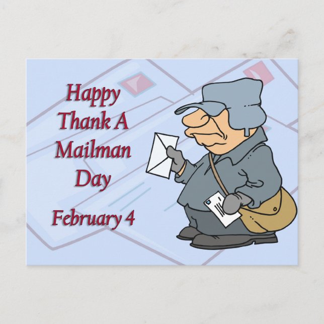 Carte Postale Joyeux Merci à un Mailman Day 4 février (Devant)