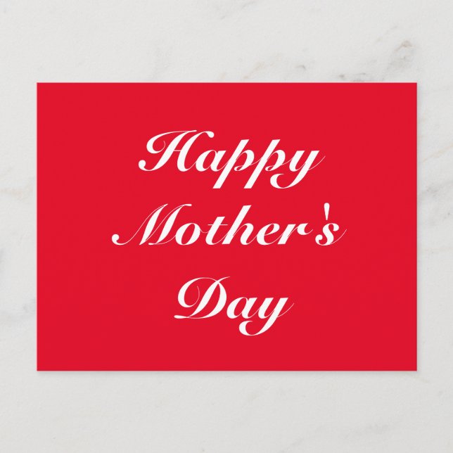 Carte Postale Joyeux Mère's Day rouge blanc script élégant chic (Devant)