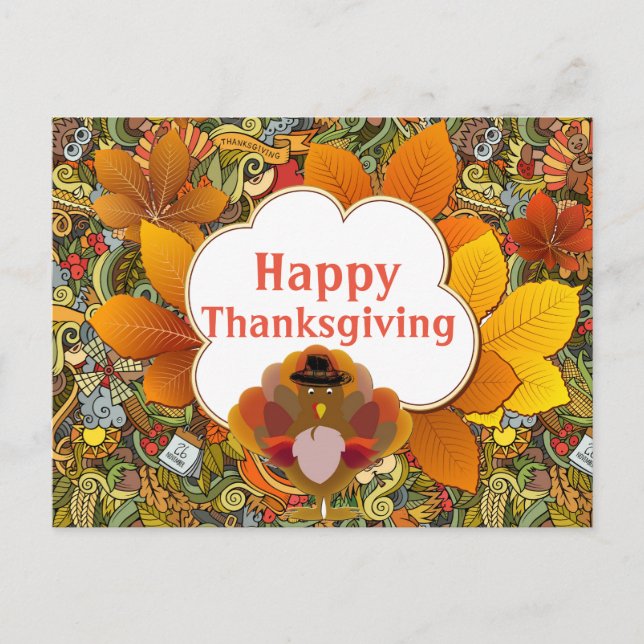 Carte Postale Joyeux message de Thanksgiving (Devant)